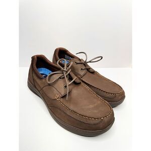Nunn Bush Kore Walk Leather Moc Toe Mens Size 10 Brown Leather Comfort Gel Shoes